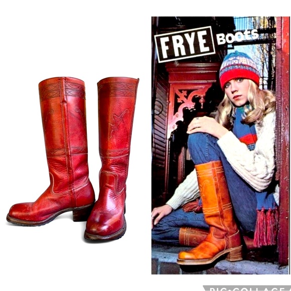 FRYE horse stitching embroidered campus boots size 5.5 women’s tall - Picture 3 of 15